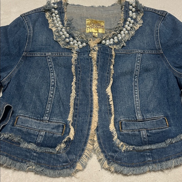 Vera Wang Jackets & Blazers - Vera Wang Princess Denim Jacket Embellished with Pearl Accents M
